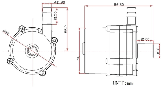 12V / 24V Booster พั๊มสําหรับเครื่องทําความเย็นและพั๊มแสง LED JQ-P6201 ความหลั่งสูงสุด 21L / นาที